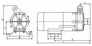 MP系列微型磁力驱动循环泵安装尺寸图